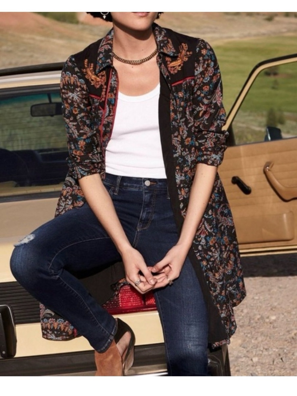 Anthropologie Holding Horses Escalante Embroidered Western Shirt Dress, Size 8